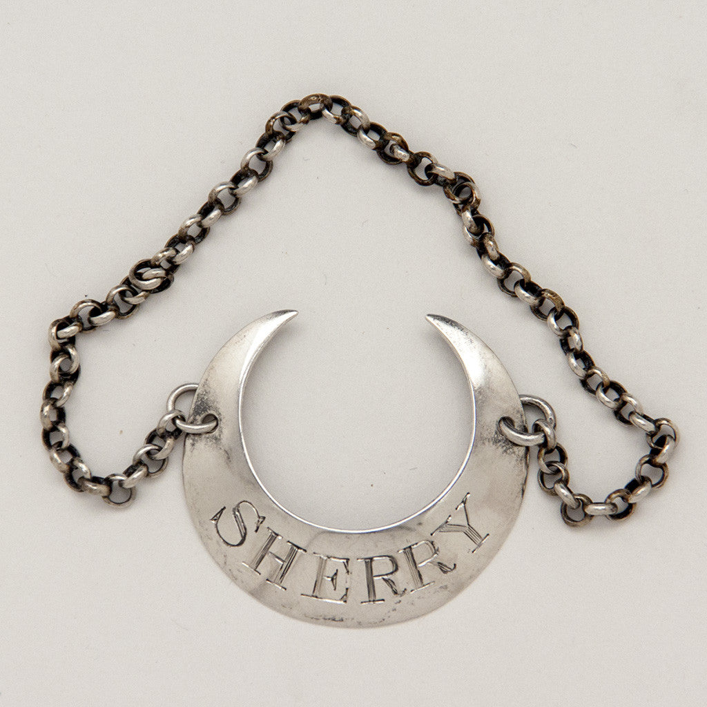 Hester Bateman George III Antique Sterling Silver 'Sherry' Decanter Label, London, 1786-90
