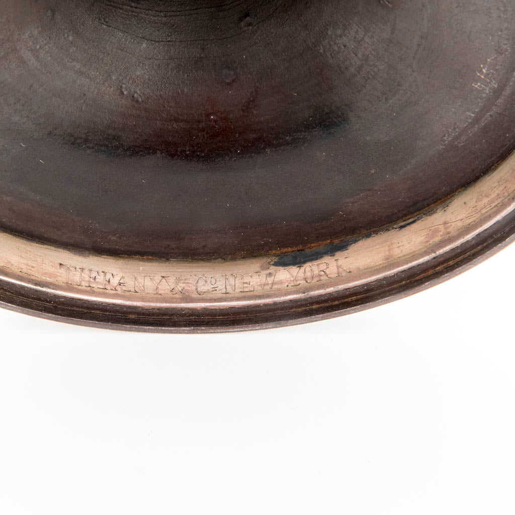 Tiffany & Co. Aesthetic Movement Iron Candlesticks Inlaid
