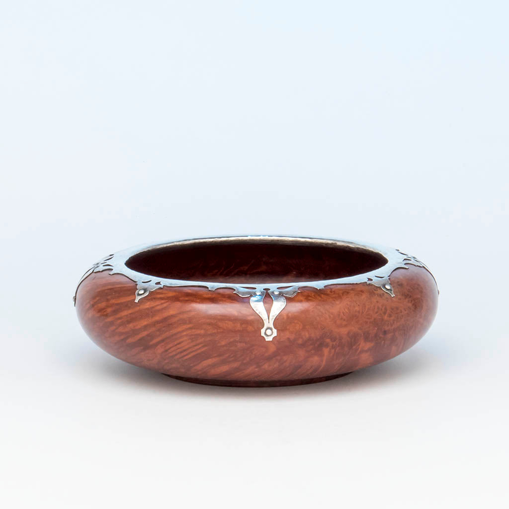 Gorham Antique Sterling Silver and Redwood Bowl, Providence, RI, 1915