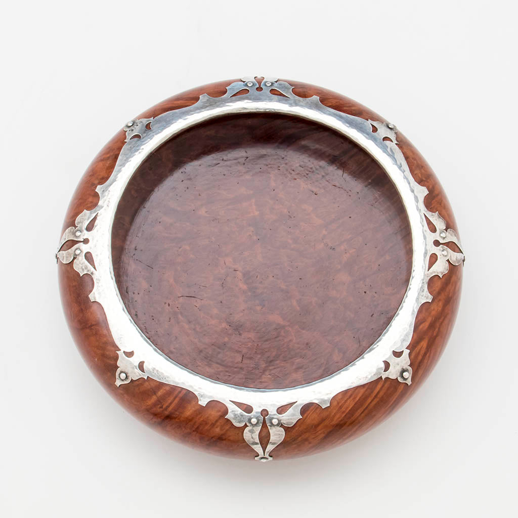 Interior of Gorham Antique Sterling Silver and Redwood Bowl, Providence, RI, 1915