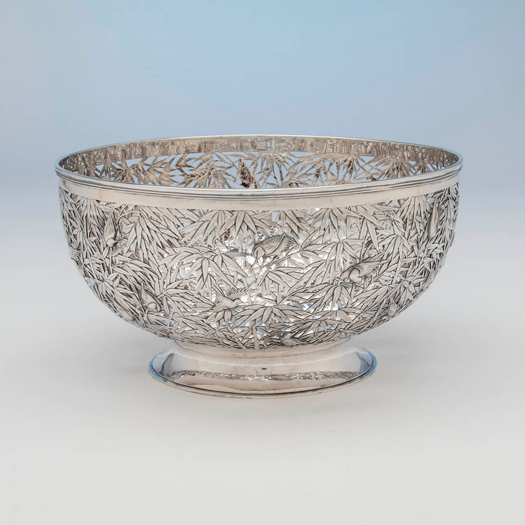 Luen Wo Antique Chinese Export Silver Punch Bowl or