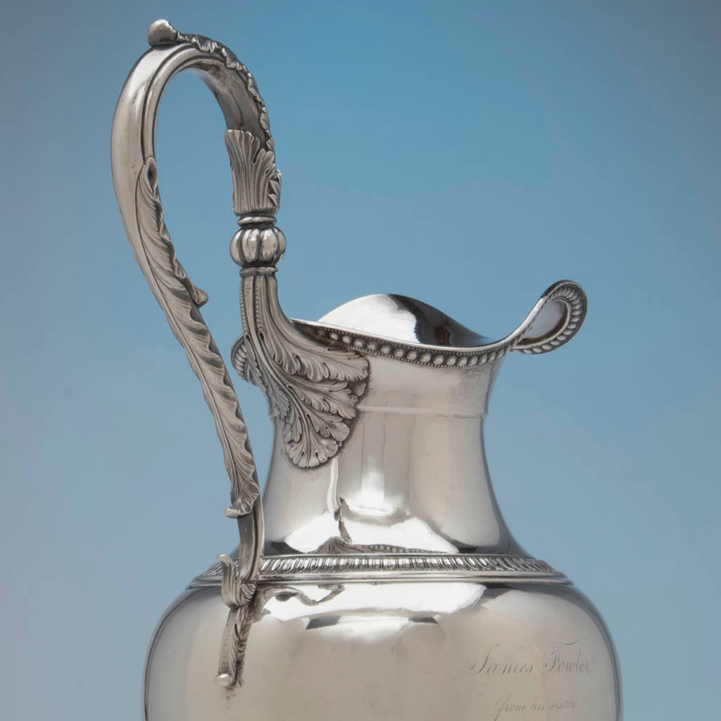 Baldwin Gardiner Antique Silver Presentation Ewer, NYC, c. 1830&#39;s