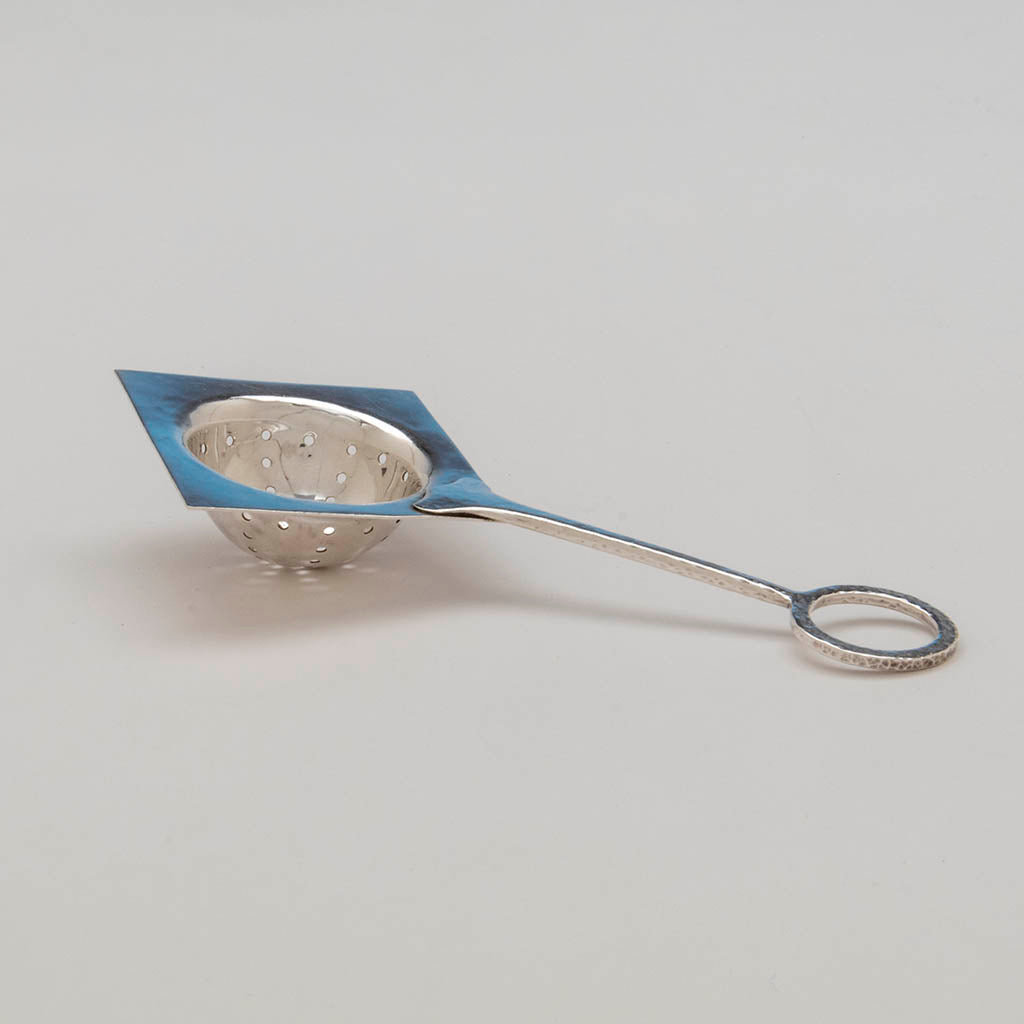 Franklin Porter Signed Sterling Silver Arts &amp; Crafts Tea Strainer, RI or MA, 1910-24