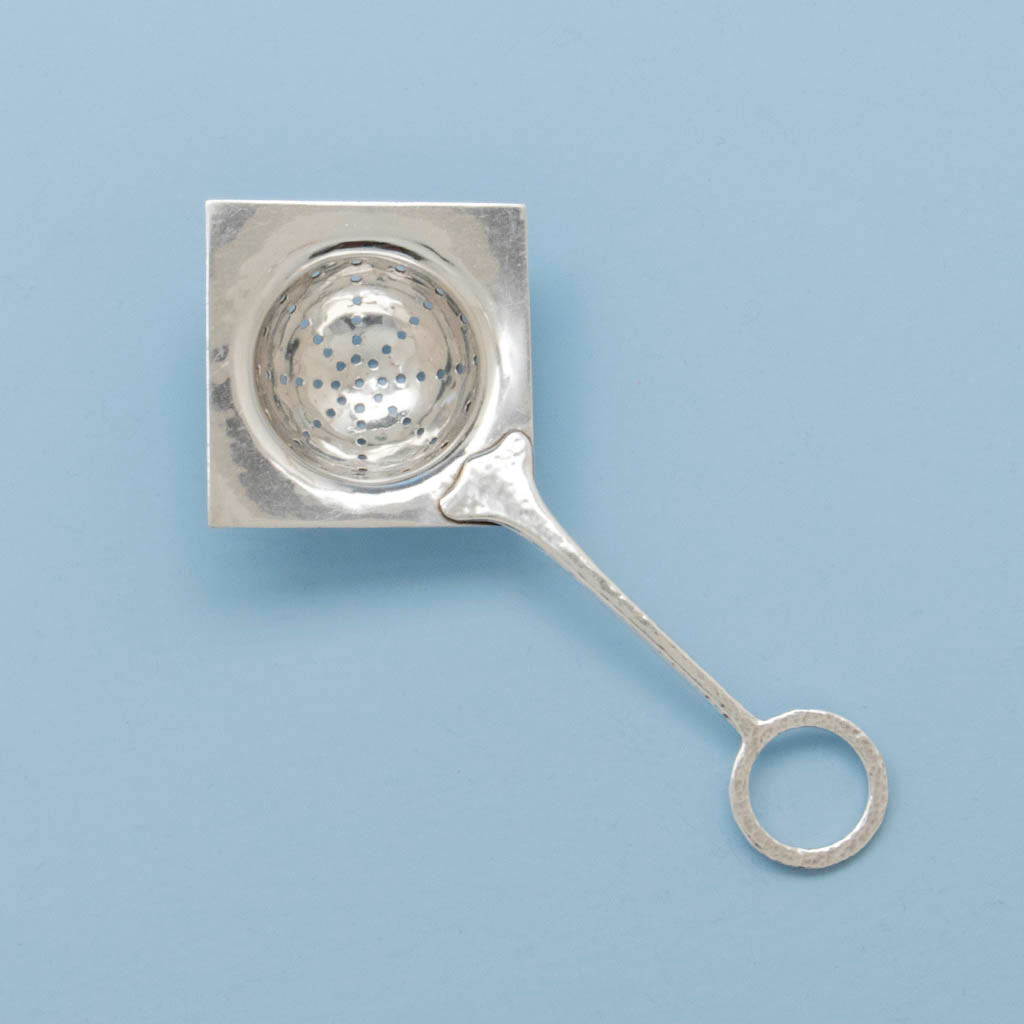 Franklin Porter Signed Sterling Silver Arts &amp; Crafts Tea Strainer, RI or MA, 1910-24