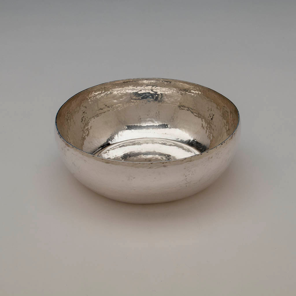 Interior of Franklin Porter Signed Sterling Silver Arts &amp; Crafts Salad Bowl, Danvers, MA, 1926