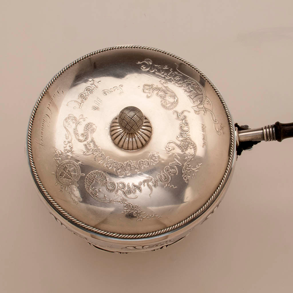 Cover to Whiting Nautical Theme Sterling Chafing Dish Corinthian Yacht Club Trophy, NYC, 1887