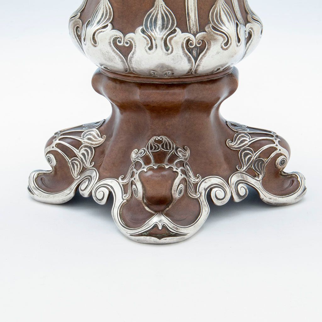 Gorham Pair of St Louis Exposition Copper and Silver Monumental Vases, Providence, RI, 1904