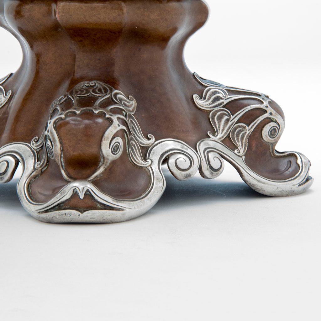 Gorham Pair of St Louis Exposition Copper and Silver Monumental Vases, Providence, RI, 1904