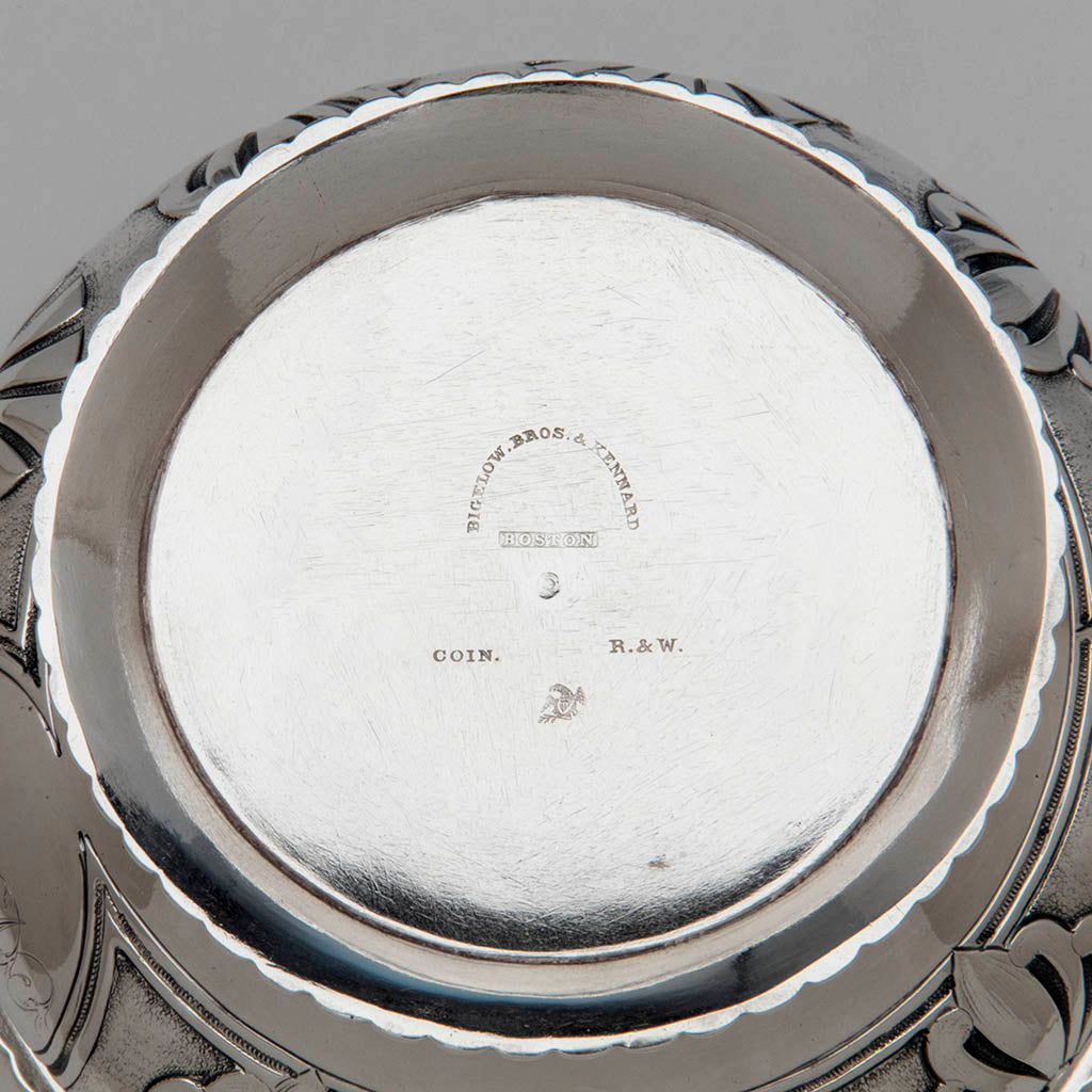 Marks on Rogers and Wendt Antique Coin Silver Butter Dish, Boston, MA, c. 1855-60