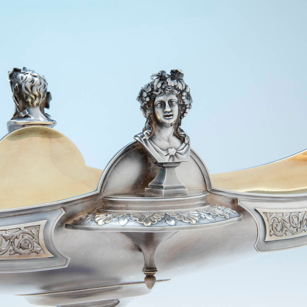 Female figure on Whiting Antique Sterling Silver Figural Centerpiece, NYC, c. 1875-80