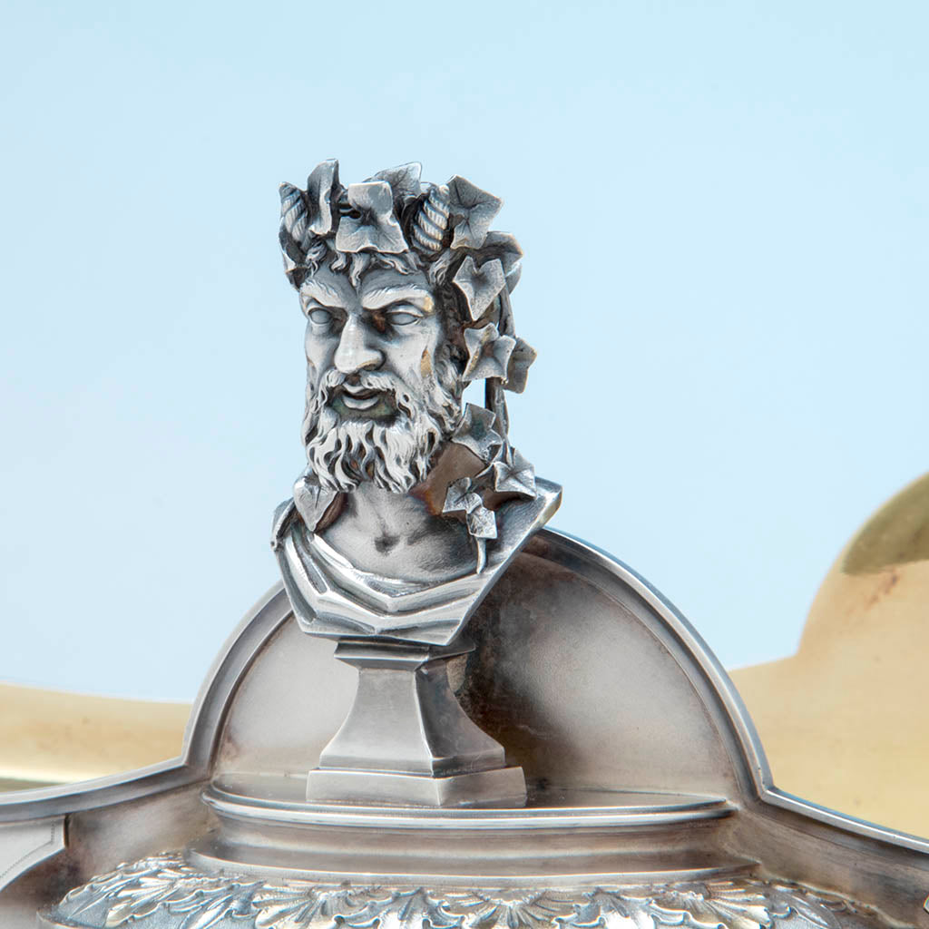 Male figure on Whiting Antique Sterling Silver Figural Centerpiece, NYC, c. 1875-80