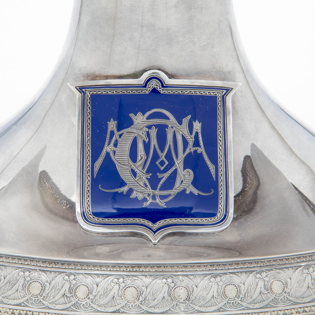 Monogram on Whiting Antique Sterling Silver Figural Centerpiece, NYC, c. 1875-80