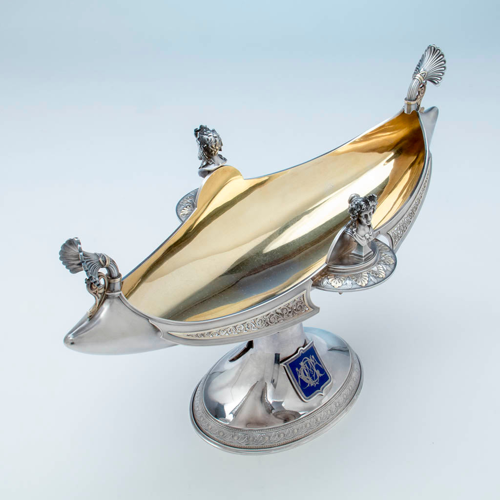 Interior view of Whiting Antique Sterling Silver Figural Centerpiece, NYC, c. 1875-80