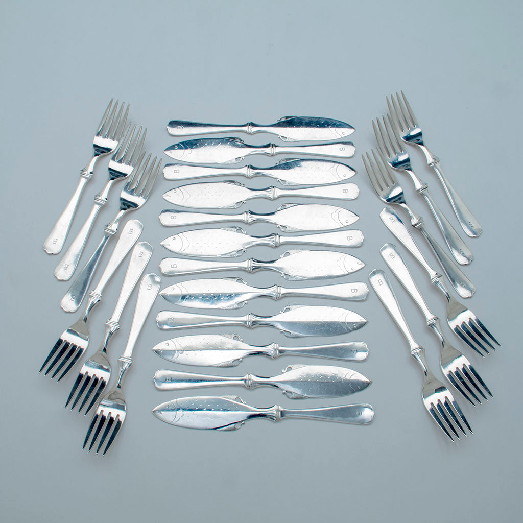 Arthur Stone Sterling Arts &amp; Crafts Figural Fish Service, Gardner, MA, c. 1910-37