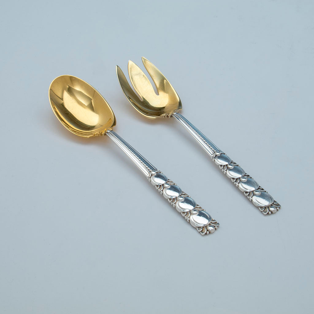 Servers to Tiffany Sterling Art Deco Salad Bowl and Servers, Designed for the 1939-40 New York World&#39;s Fair, c. 1943