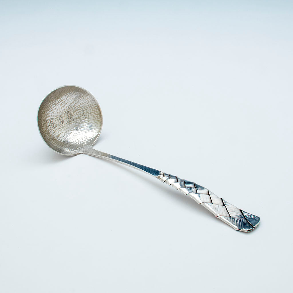 Durgin Antique Sterling Silver Basketweave Soup Ladle, Concord, NH, c. 1870's