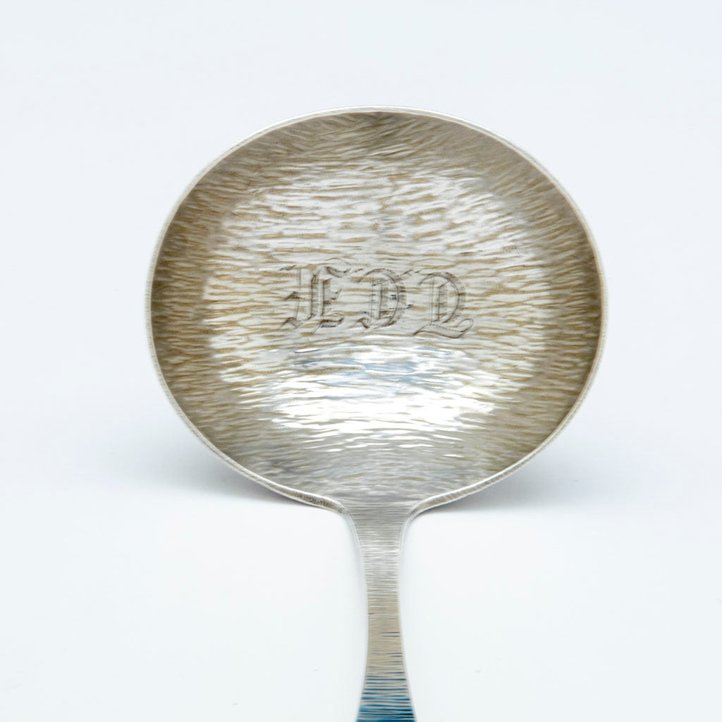 Monogram on Durgin Antique Sterling Silver Basketweave Soup Ladle, Concord, NH, c. 1870&#39;s