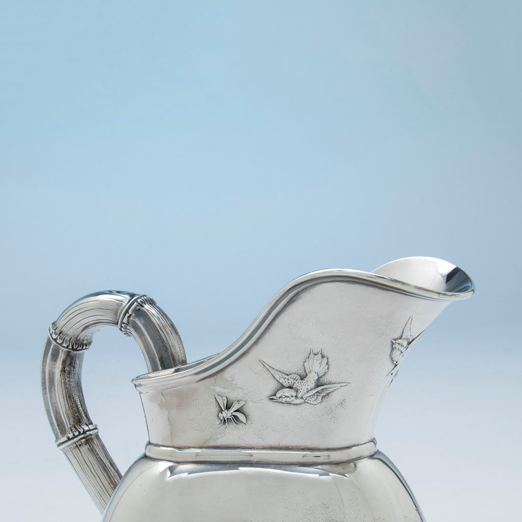 Neck of Durgin Antique Sterling Silver Aesthetic Pitcher, Concord, NH, c. 1870&#39;s
