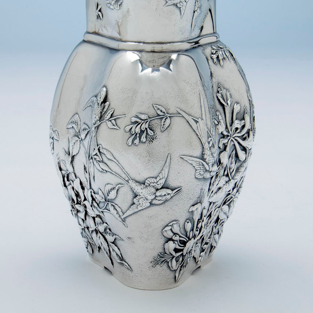 Front of Durgin Antique Sterling Silver Aesthetic Pitcher, Concord, NH, c. 1870&#39;s