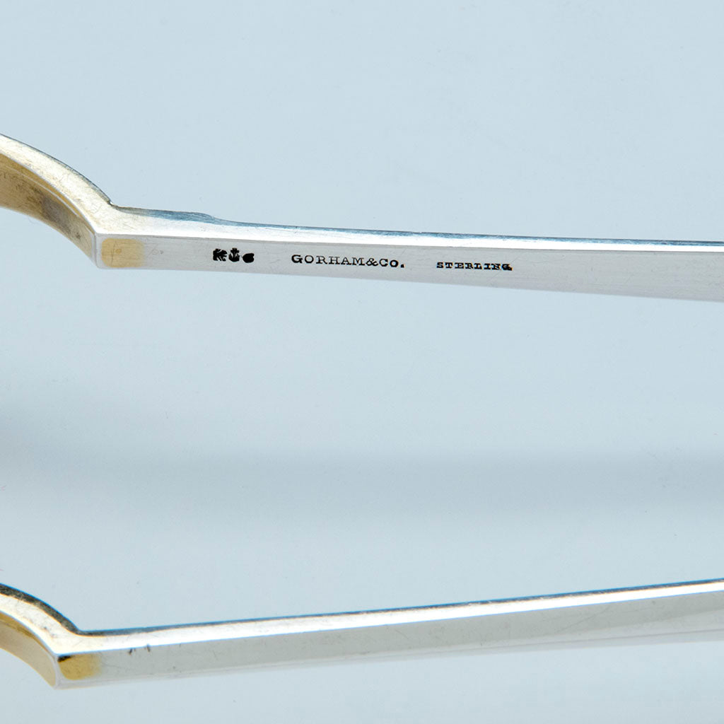 Marks on Gorham &#39;Medallion&#39; Pattern Antique Sterling Silver Ice Tongs, Providence, RI, c. 1870