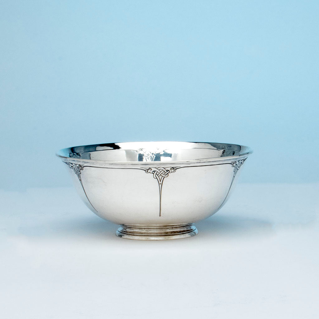 Arthur Stone Arts & Crafts Sterling Silver Decorated Bowl, Gardner, Massachusetts, 1909-19
