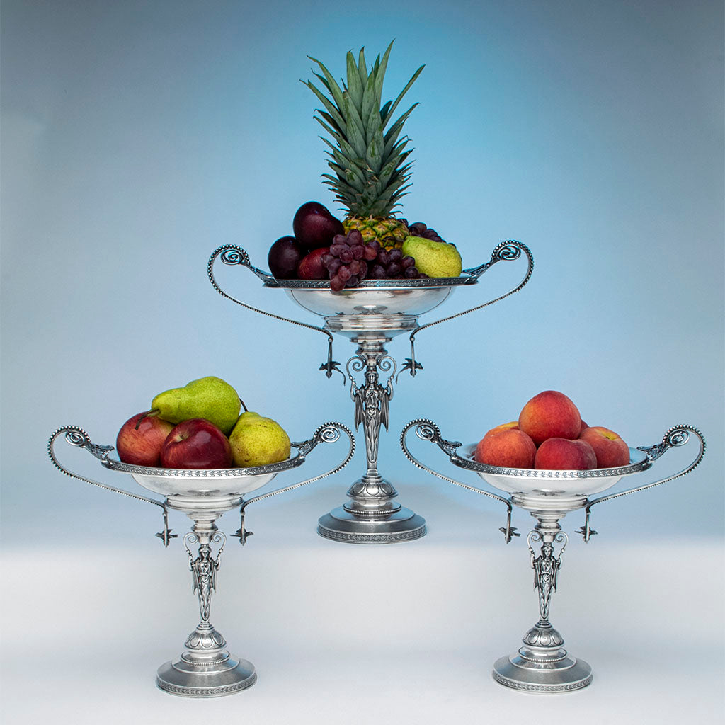 Wood and Hughes Antique Sterling Figural Garniture Suite, NYC, c. 1870's