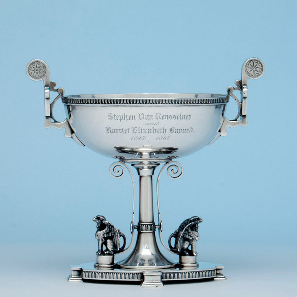 John Wendt Antique Sterling Silver Presentation Dish, NYC, c. 1867