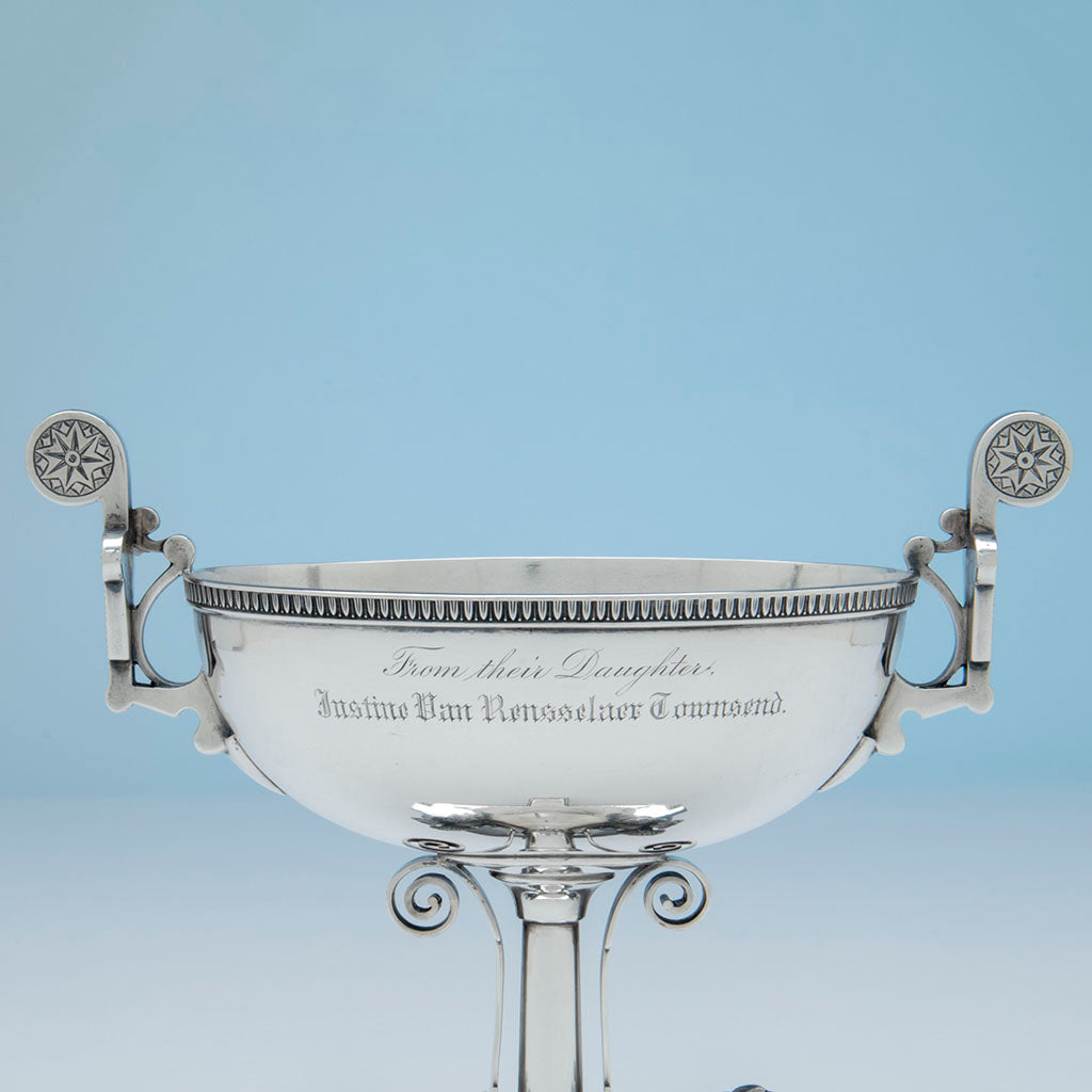 Inscription on John Wendt Antique Sterling Silver Presentation Dish, NYC, c. 1867