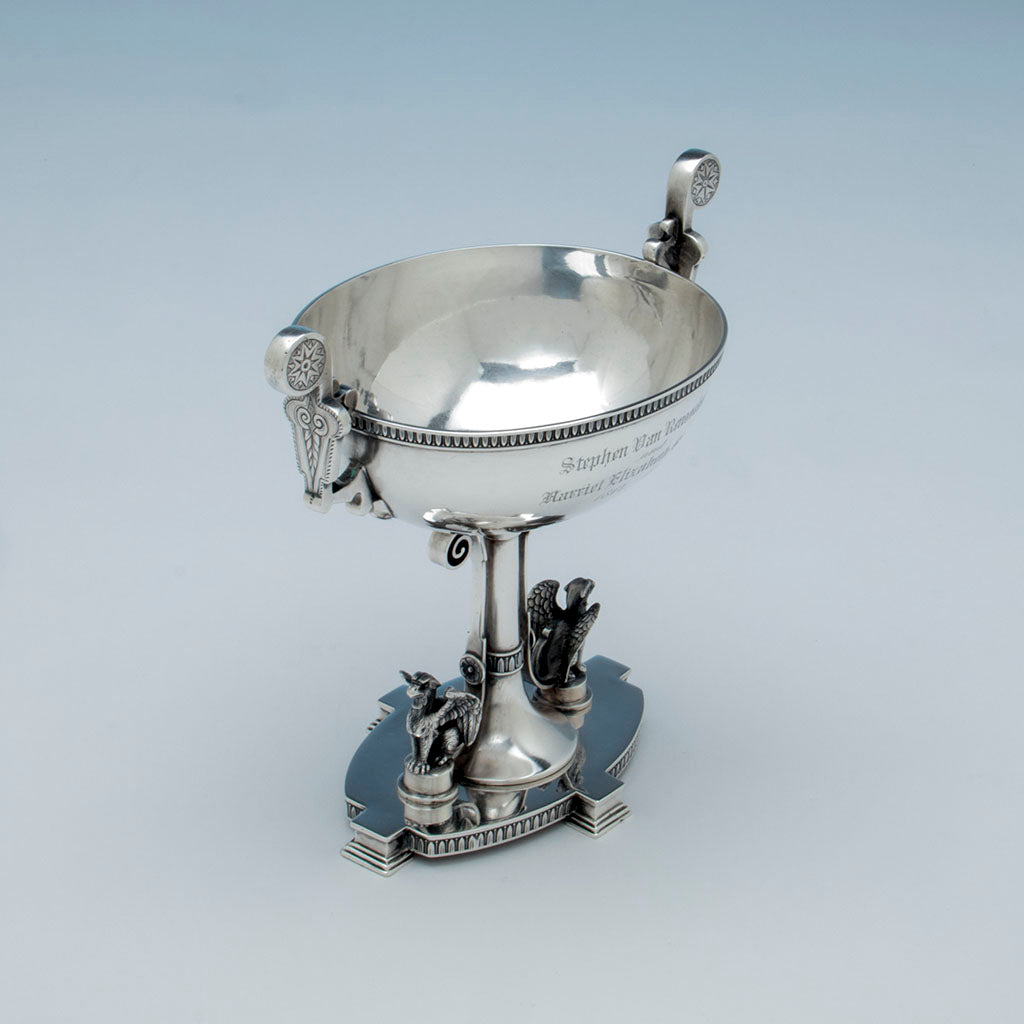 Interior of John Wendt Antique Sterling Silver Presentation Dish, NYC, c. 1867