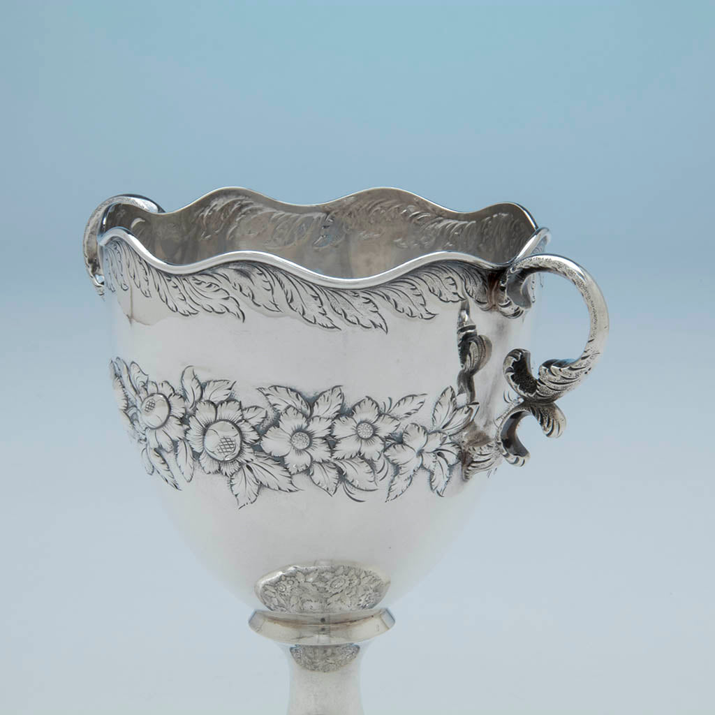 Samuel Kirk Pair of Antique Silver Vases, Baltimore, MD, 1830-46