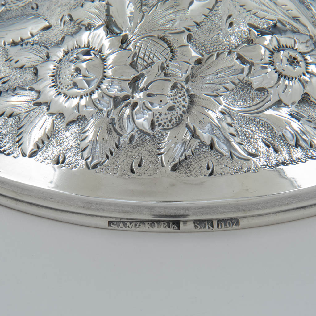 Samuel Kirk Pair of Antique Silver Vases, Baltimore, MD, 1830-46