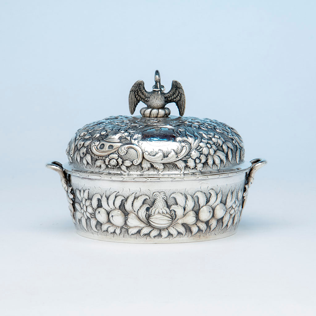 A. E. Warner Antique Sterling Silver Butter Dish, Baltimore, MD, c. 1840