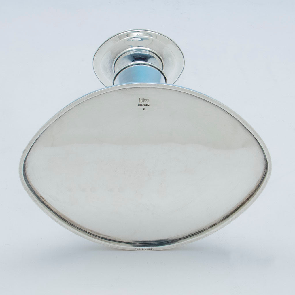 Base of Arthur Stone Set of 4 &#39;Scrooby Oval&#39; Arts and Crafts Sterling Candlesticks, Gardner, MA, c. 1920