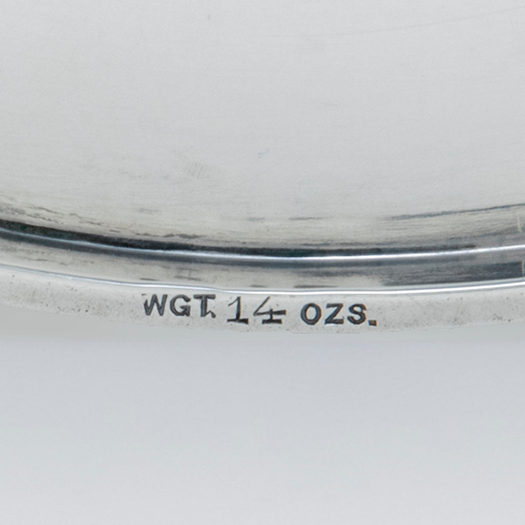 Weight mark on Arthur Stone Set of 4 &#39;Scrooby Oval&#39; Arts and Crafts Sterling Candlesticks, Gardner, MA, c. 1920