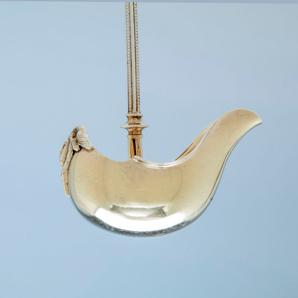 Helmet-shaped bowl of George Sharp Antique Sterling Silver Knight Helmet Sauce Ladle, Philadelphia, PA, c. late 1860&#39;s