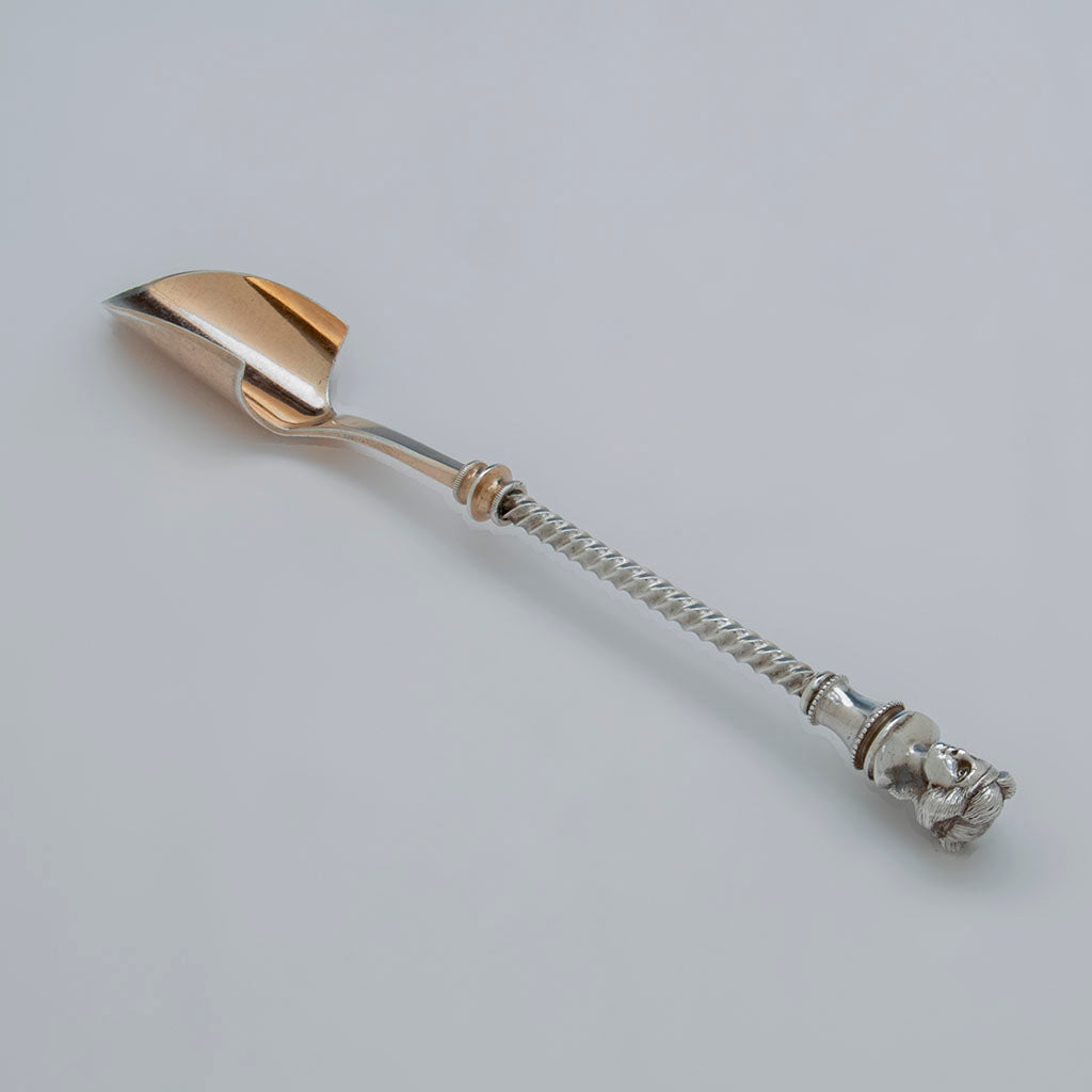 Duhme & Co Antique Coin Silver 'Bust' DesignCheese Scoop, Cincinnati, OH, c. 1860's