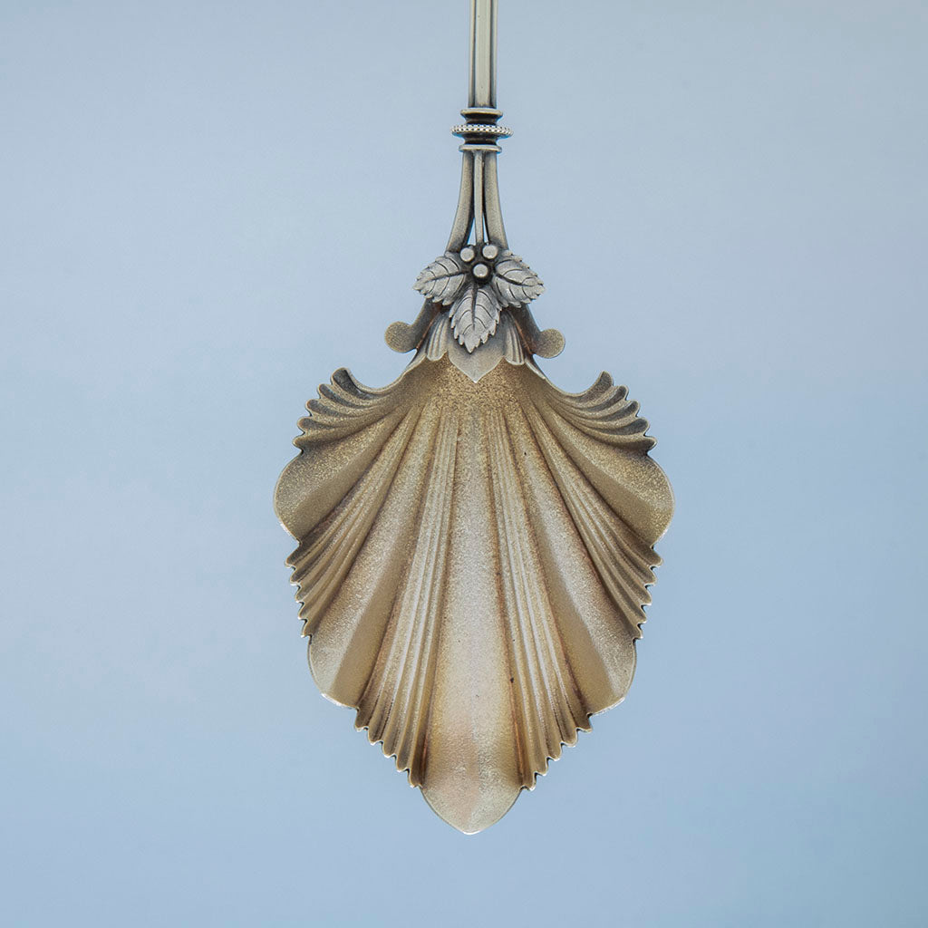 Bowl detail of Whiting &#39;Bird on Nest&#39; Antique Sterling Silver Serving Scoop, Attleboro, MA or New York City, c. 1876