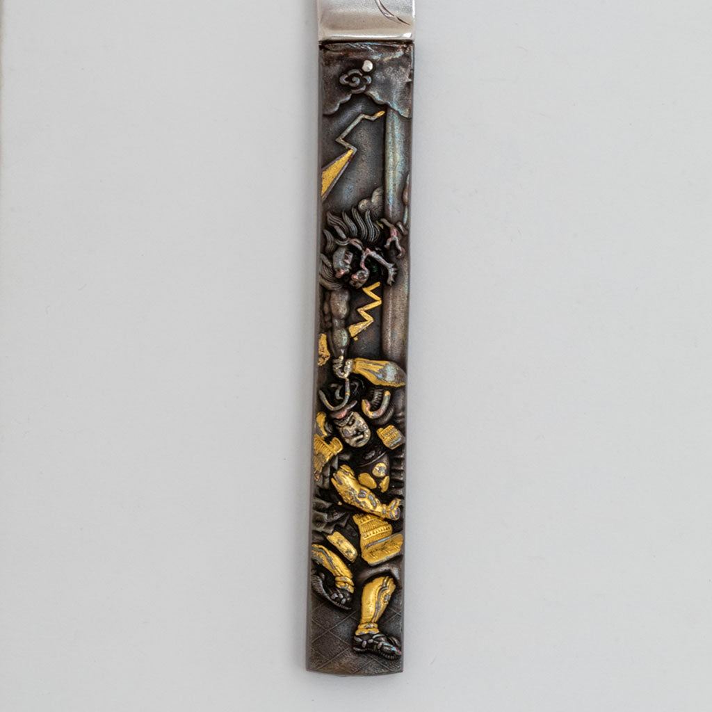 Figure on Gorham Antique Mixed Metal Japanesque Dessert Knives with Japanese Handles, set of 11, Providence, RI, 18th &amp; 19th century