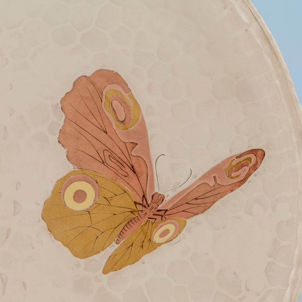 Detail of Butterfly3 of Tiffany &amp; Co Antique Sterling Silver and Mixed Metals Butterfly Salver, NYC, NY, c. 1880