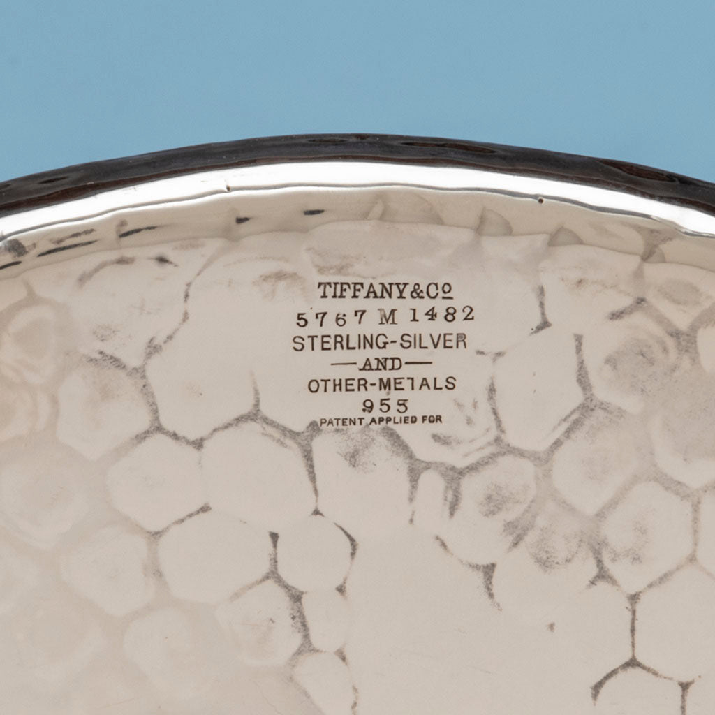 Marks on Tiffany &amp; Co Antique Sterling Silver and Mixed Metals Butterfly Salver, NYC, NY, c. 1880