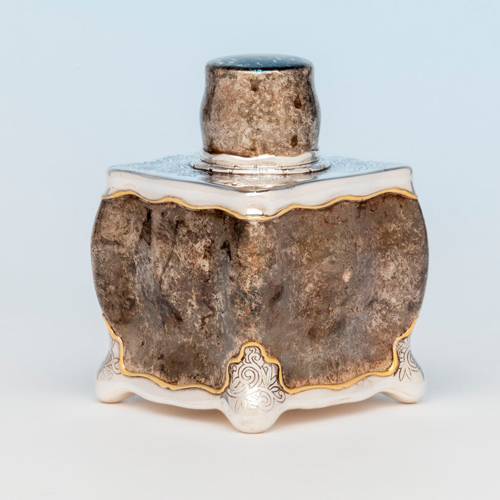 Tiffany &amp; Company Sterling and Other Metals Mokume Tea Caddy, NYC, NY, c. 1880