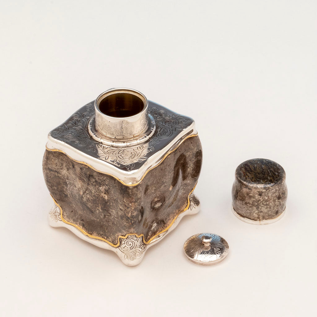 Parts to Tiffany &amp; Company Sterling and Other Metals Mokume Tea Caddy, NYC, NY, c. 1880
