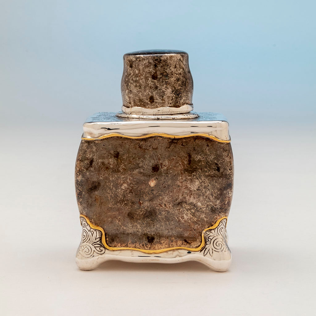 Side d of Tiffany &amp; Company Sterling and Other Metals Mokume Tea Caddy, NYC, NY, c. 1880