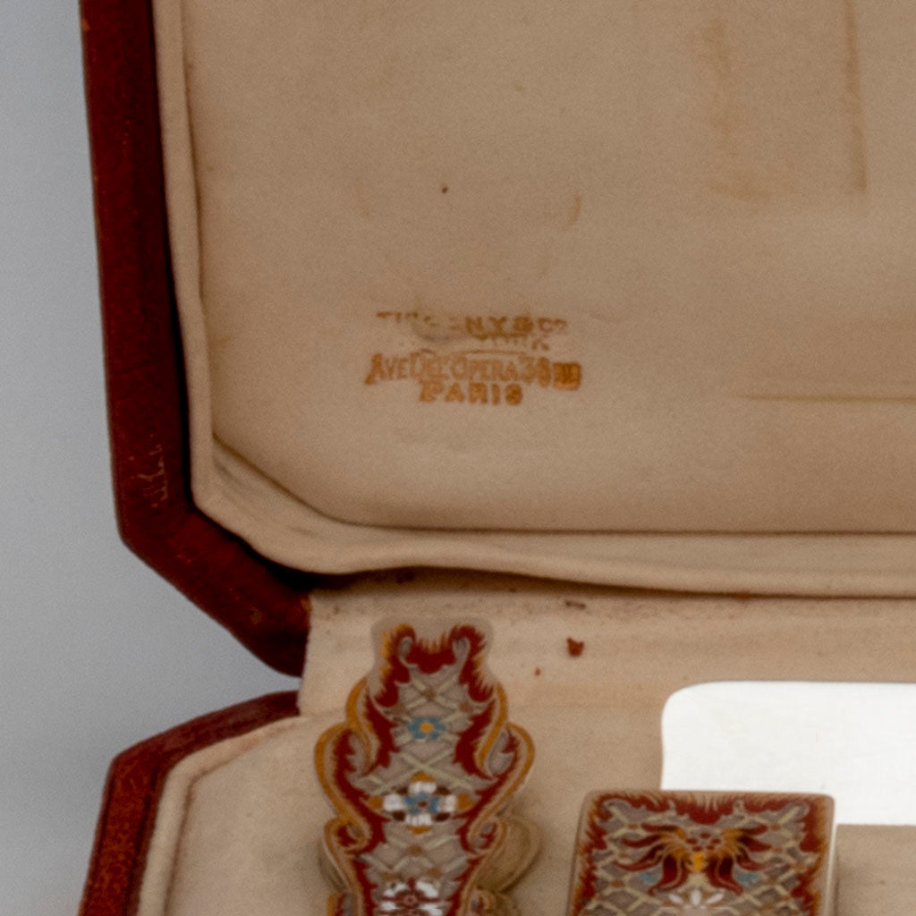 Box stamp to Tiffany &amp; Co Antique Sterling and Enamel Desk Set, NYC, NY, c. 1885