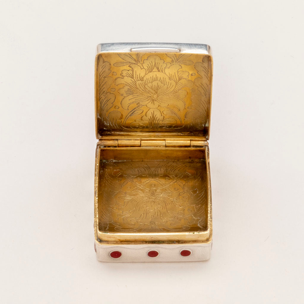 Alt view of the Stamp box to Tiffany &amp; Co Antique Sterling and Enamel Desk Set, NYC, NY, c. 1885