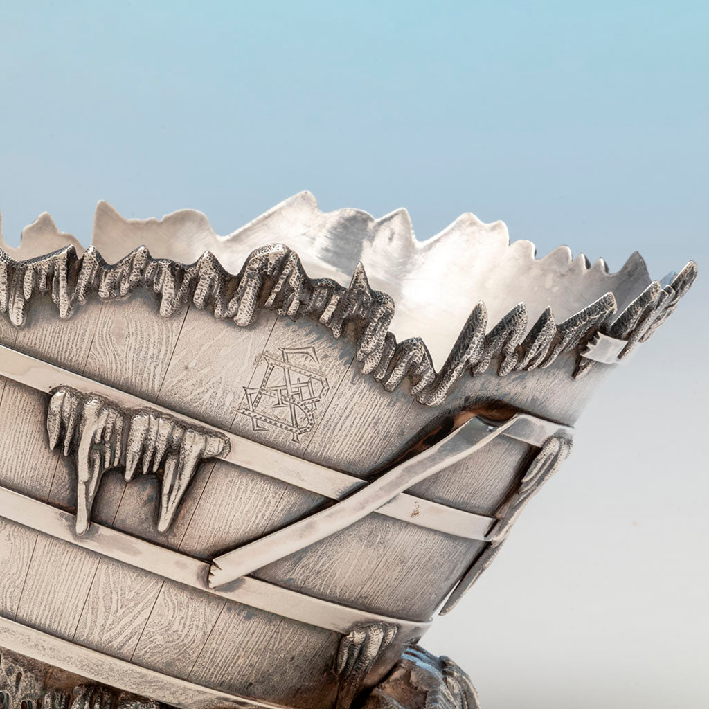 Monogram on Gorham Antique Sterling Silver Bucket Ice Bowl, Providence, RI, 1872