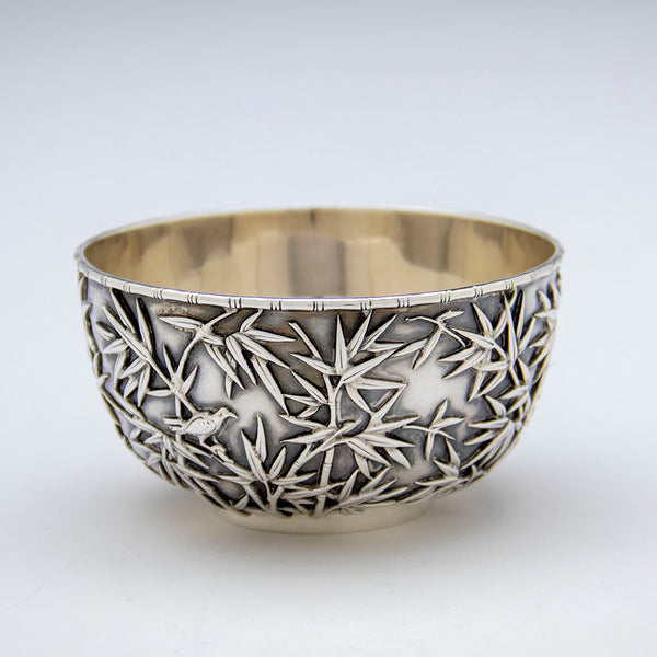 Wang Hing Chinese Antique Silver Bowl, Hong Kong, China, c. 1900