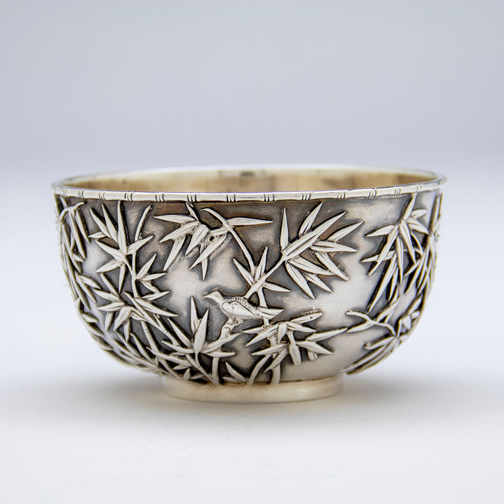 Detail of Wang Hing Chinese Antique Silver Bowl, Hong Kong, China, c. 1900