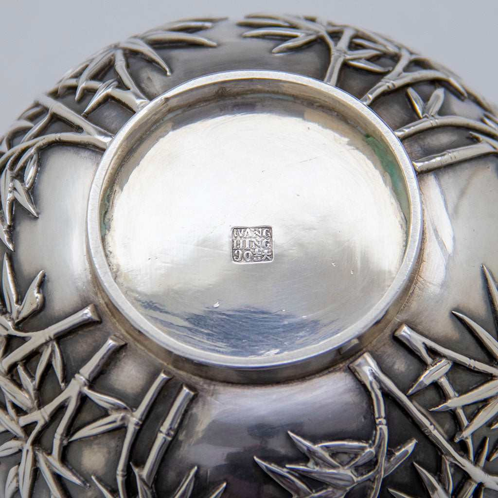 Marks on Wang Hing Chinese Antique Silver Bowl, Hong Kong, China, c. 1900