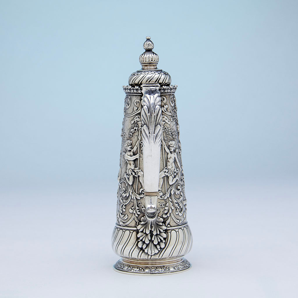 Handle to Tiffany &amp; Co Antique Sterling Silver Classical Coffee Pot, New York City, NY, c. 1885